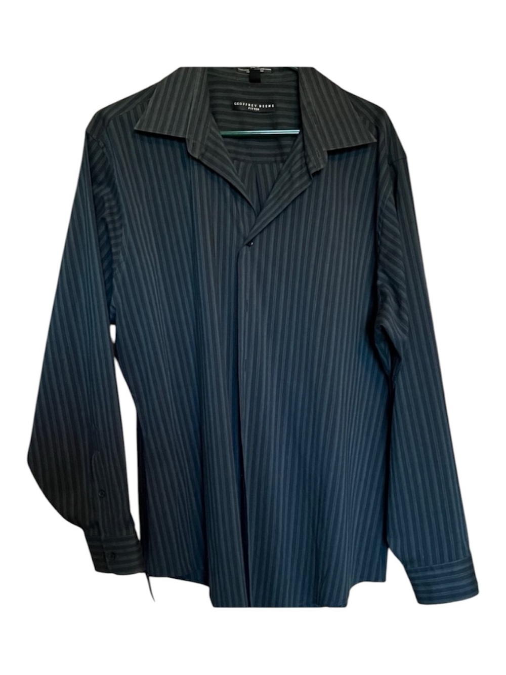 Geoffrey Beene Fitted Stretch Dress Shirt  Stripe Wrinkle Free XL 17.5 34/35